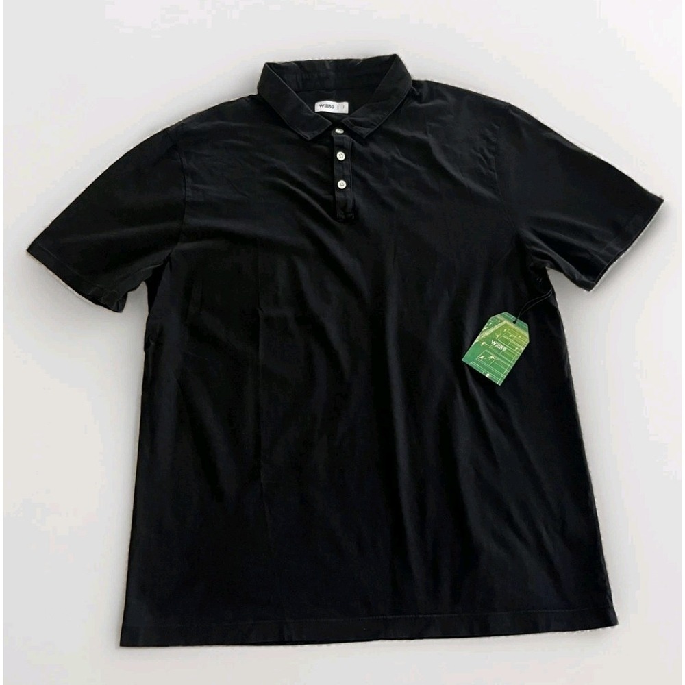 WillBo Size Large Black Stretch Cotton Short Sleeve Polo‎ Shirt New